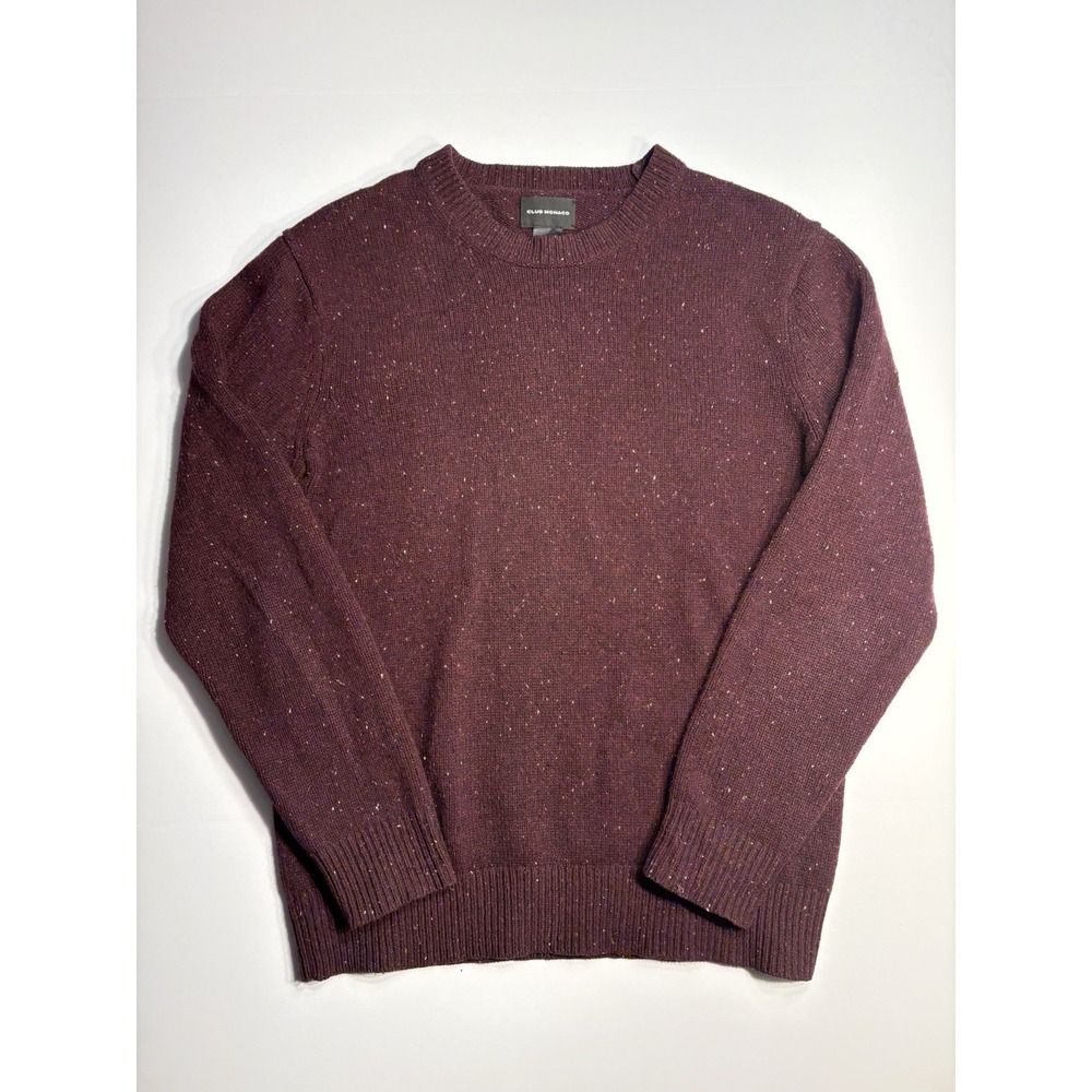 Club Monaco Sweater Mens Small Red Maroon 100% Wool Crew Neck Pullover Wool